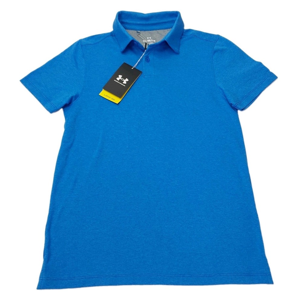 Under Armour Boys‎ Youth Polo Shirt Medium YM UPF 50 Stretch NWT Blue